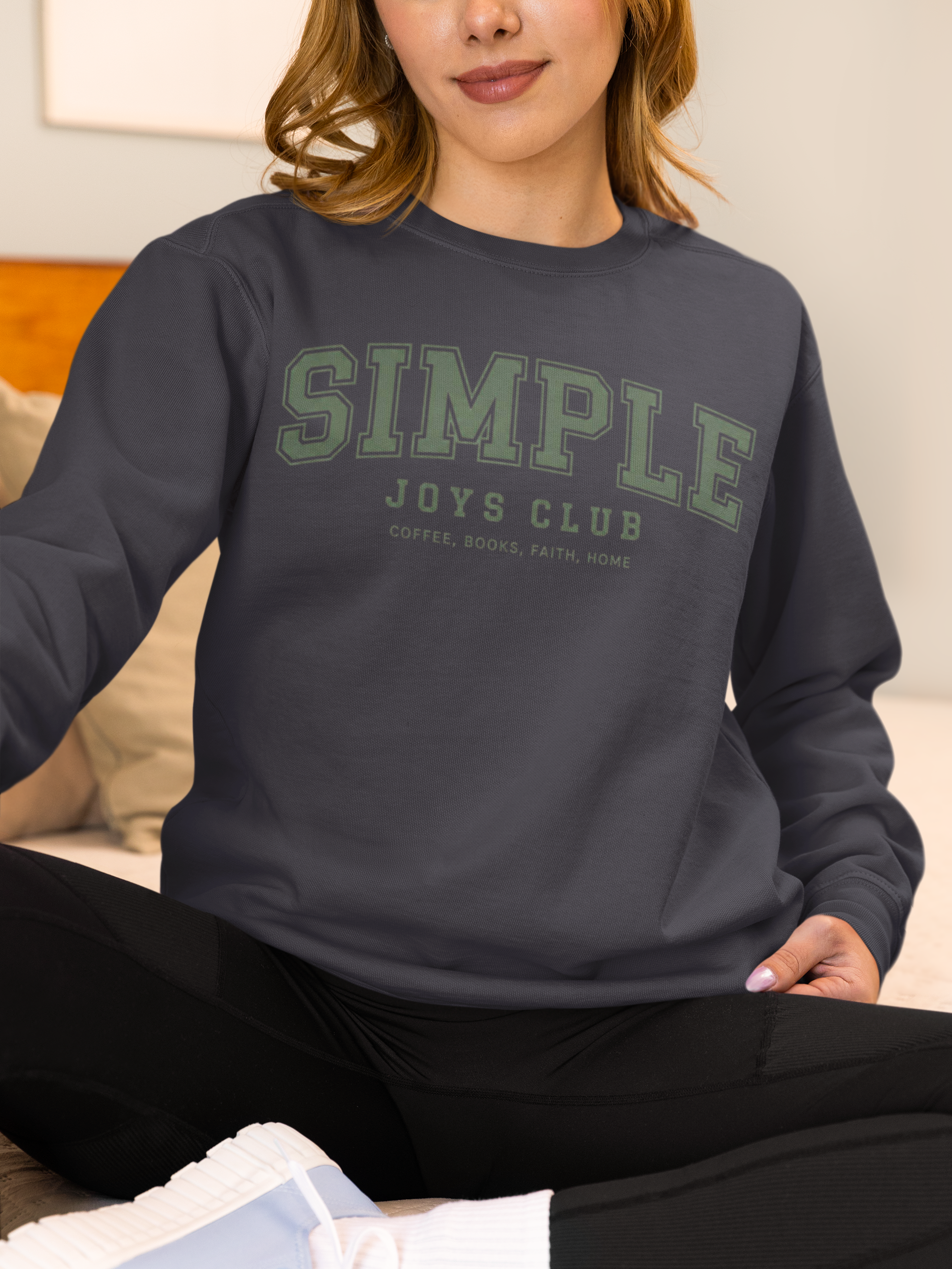 Simple Joys Club Sweatshirt, Coffee Books Faith Home Pullover, Cozy Cottagecore Crewneck, Minimalist Faith Sweatshirt, Everyday Comfort Shirt