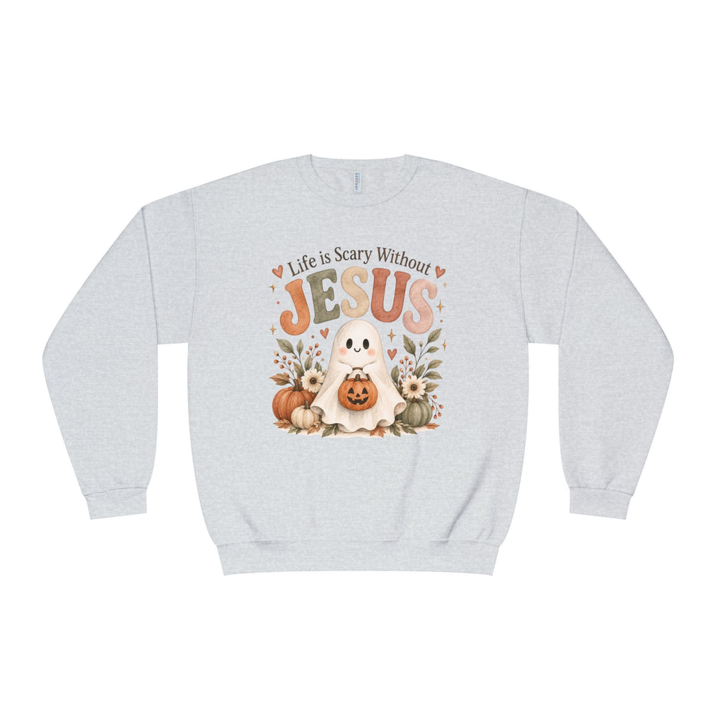 Christian Halloween Sweatshirt, Life Without Jesus Is Scary, Halloween Crewneck, Faith Based Fall Shirt