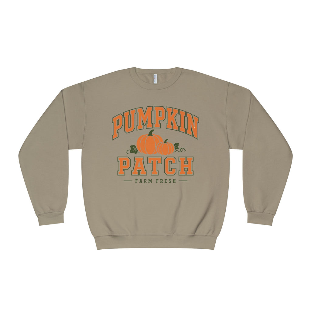 Pumpkin Patch Sweatshirt, Fall Crewneck, Farm Fresh Pumpkin Sweatshirt, Varsity Style Fall Shirt, Cozy Autumn Pullover