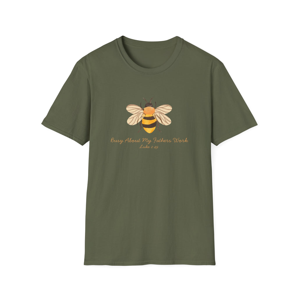 Busy About My Father’s Work Shirt, Christian Bee T-Shirt, Luke 2:49 Faith Shirt, Christian Women’s Tee