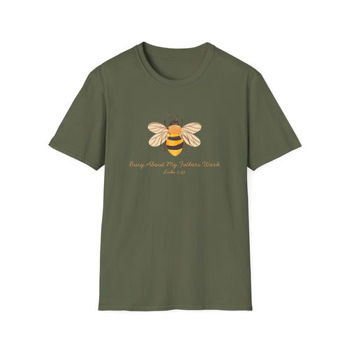 Busy About My Father’s Work Shirt, Christian Bee T-Shirt, Luke 2:49 Faith Shirt, Christian Women’s Tee