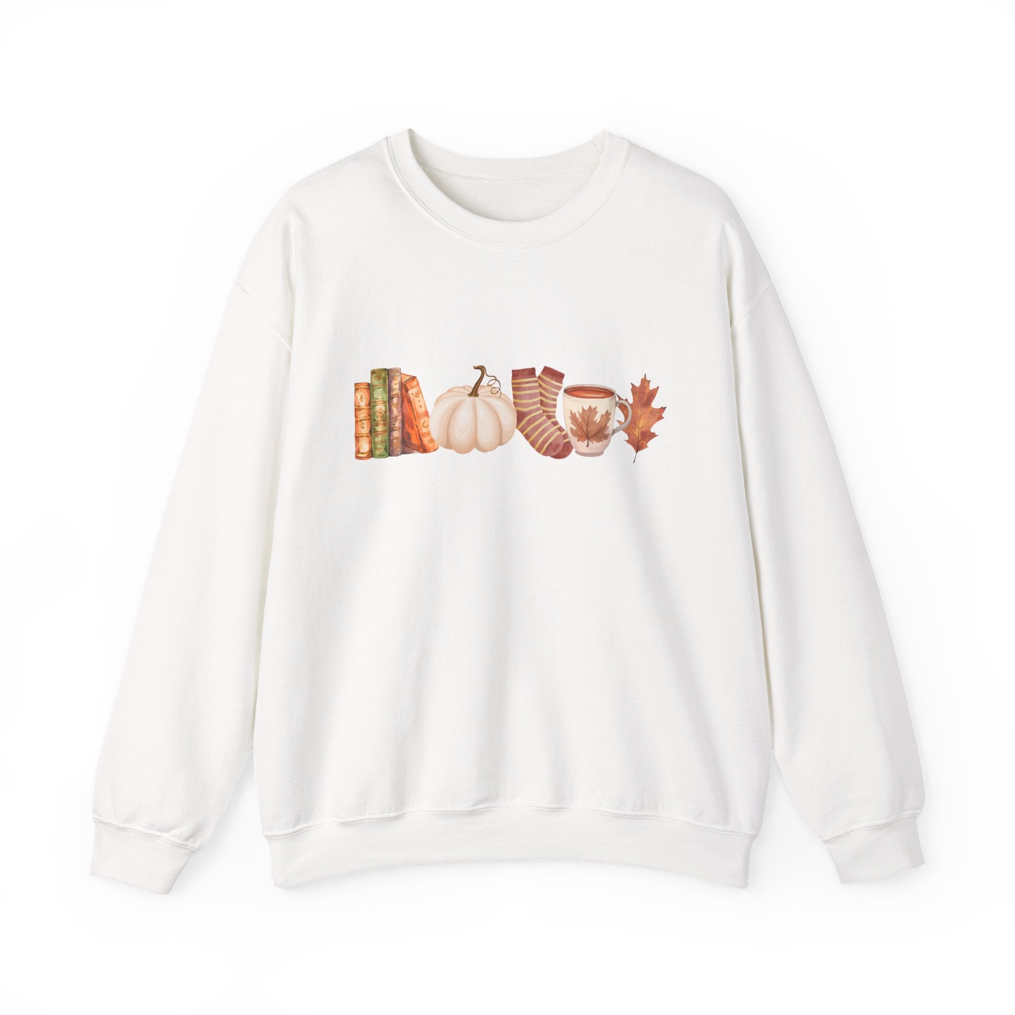Fall Icons Sweatshirt, Cozy Autumn Crewneck, Pumpkin Coffee Sweatshirt, Fall Books Pullover, Cottagecore Fall Clothing