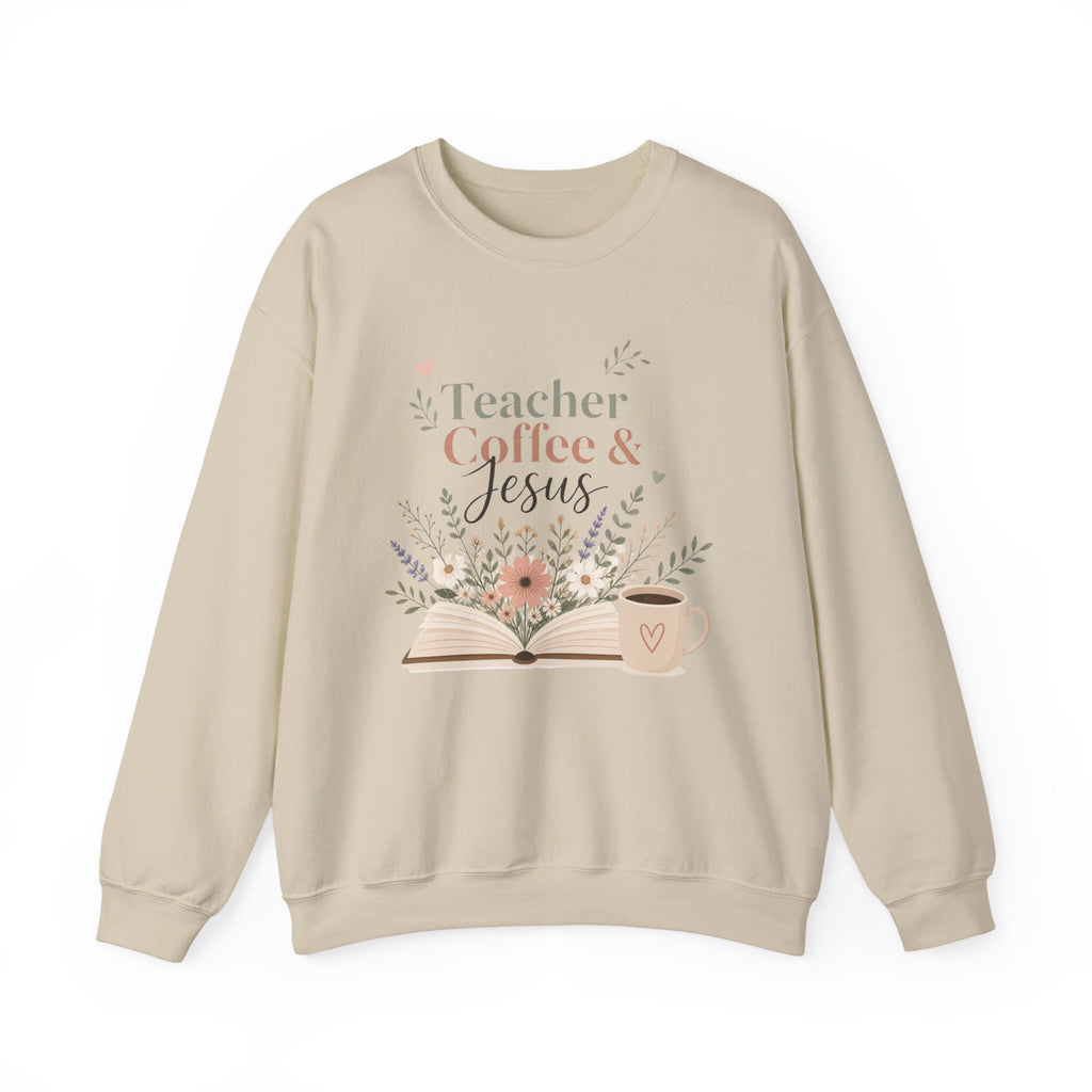 Teacher Sweatshirt, Teacher Coffee Jesus Crewneck, Christian Teacher Gift, Teacher Appreciation Shirt