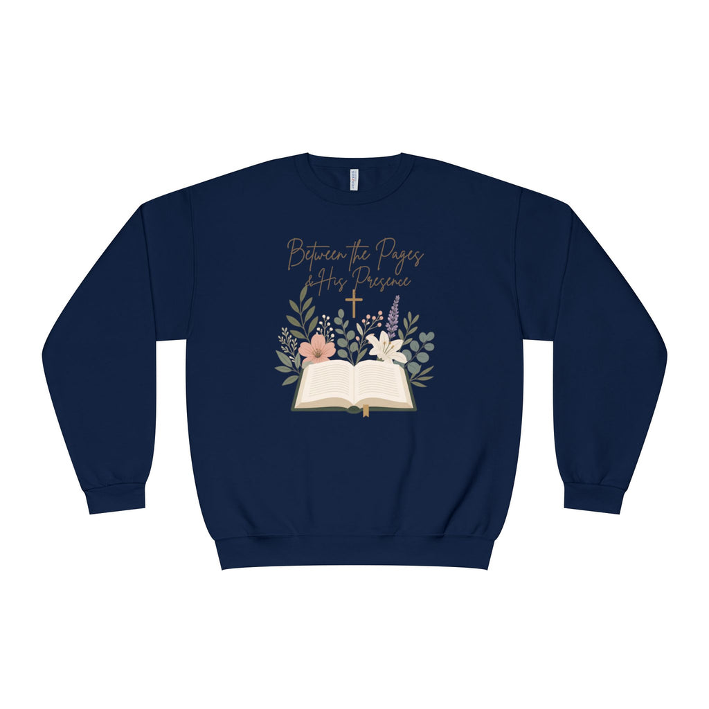 Between the Pages & His Presence Shirt, Christian Book Lover Sweatshirt, Bible Study Shirt, Faith Shirt for Women