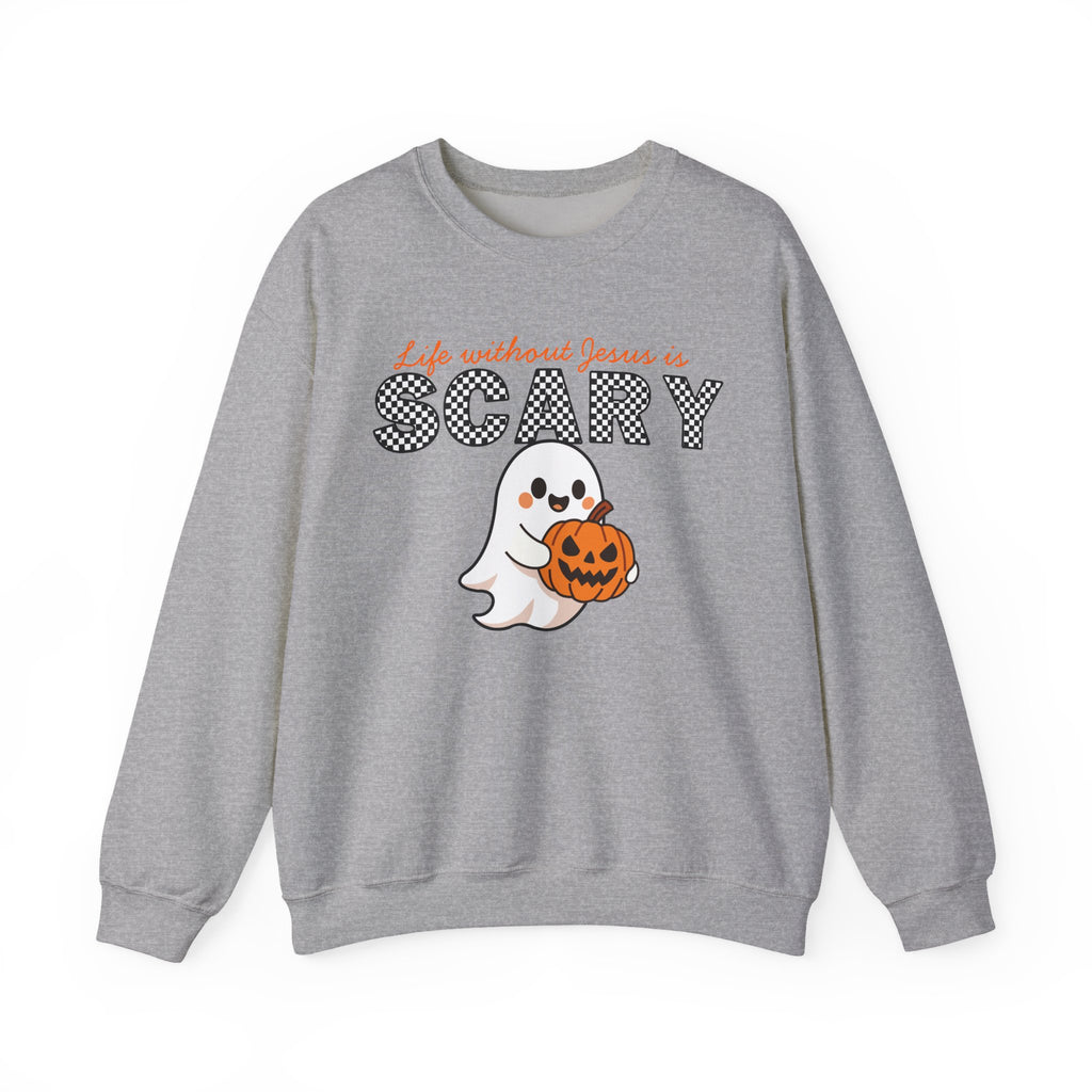Christian Halloween Sweatshirt, Life Without Jesus Is Scary, Halloween Crewneck, Faith Based Fall Shirt