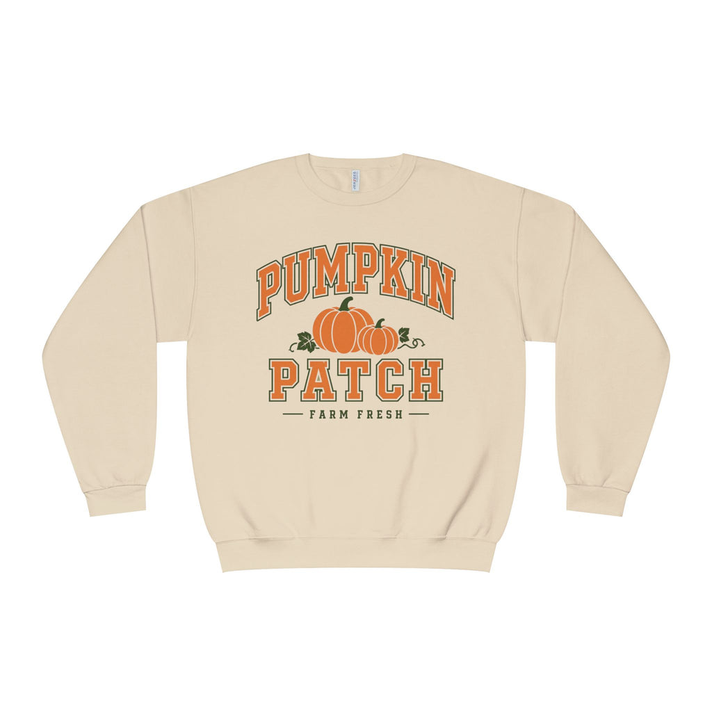 Pumpkin Patch Sweatshirt, Fall Crewneck, Farm Fresh Pumpkin Sweatshirt, Varsity Style Fall Shirt, Cozy Autumn Pullover