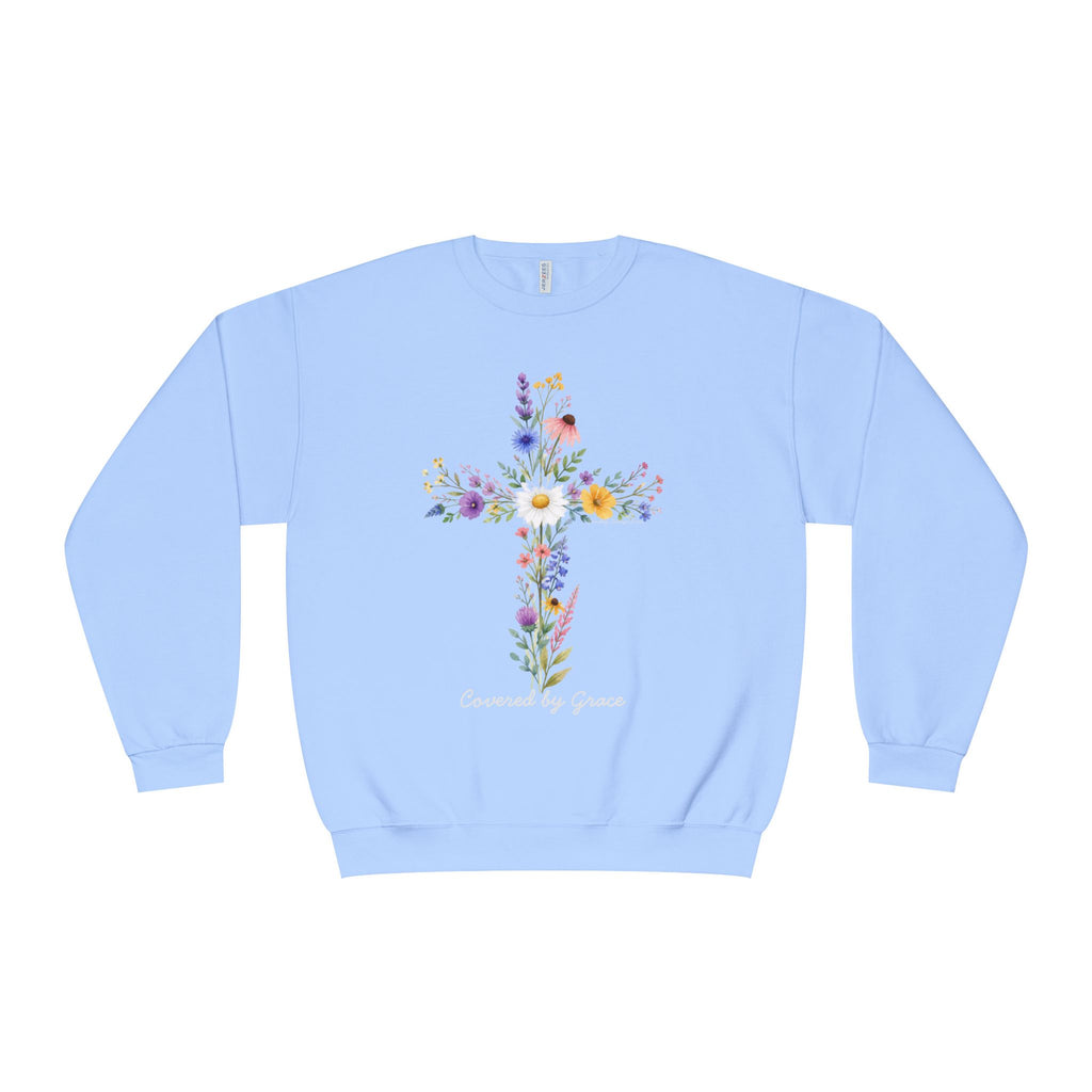 Covered by Grace Shirt, Christian Floral Shirt, Faith Based Shirt, Christian Women’s Gift, Cross Shirt, Inspirational Christian Shirt