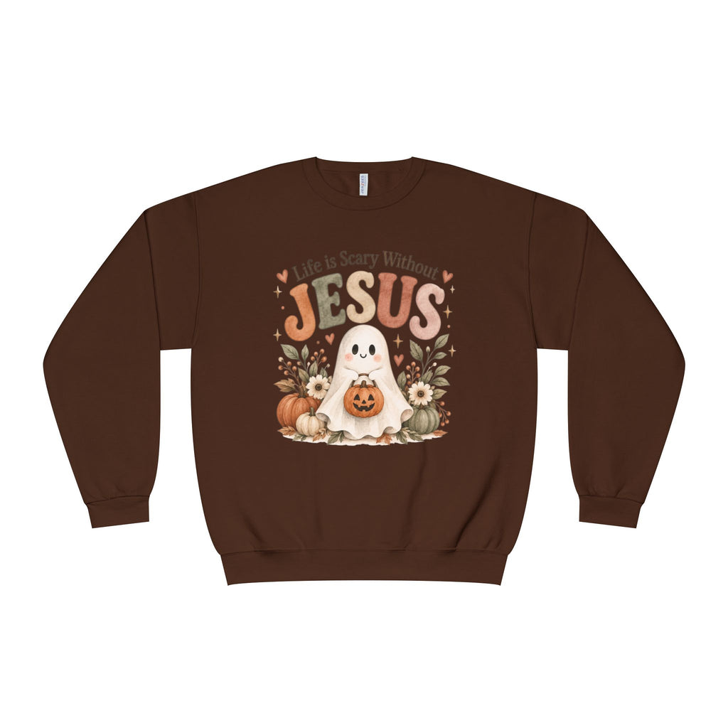 Christian Halloween Sweatshirt, Life Without Jesus Is Scary, Halloween Crewneck, Faith Based Fall Shirt