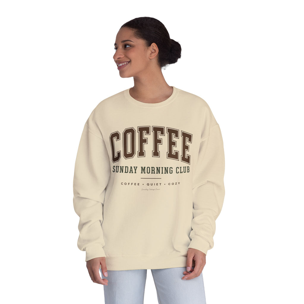 Sunday Morning Club Shirt, Coffee & Quiet Cozy Sweatshirt, Women’s Coffee Graphic Shirt, Cozy Weekend Shirt