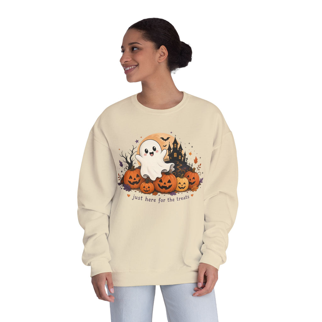 Just Here for the Treats Sweatshirt, Halloween Ghost Sweatshirt, Cute Halloween Shirt, Pumpkin Sweatshirt, Spooky Season Gift