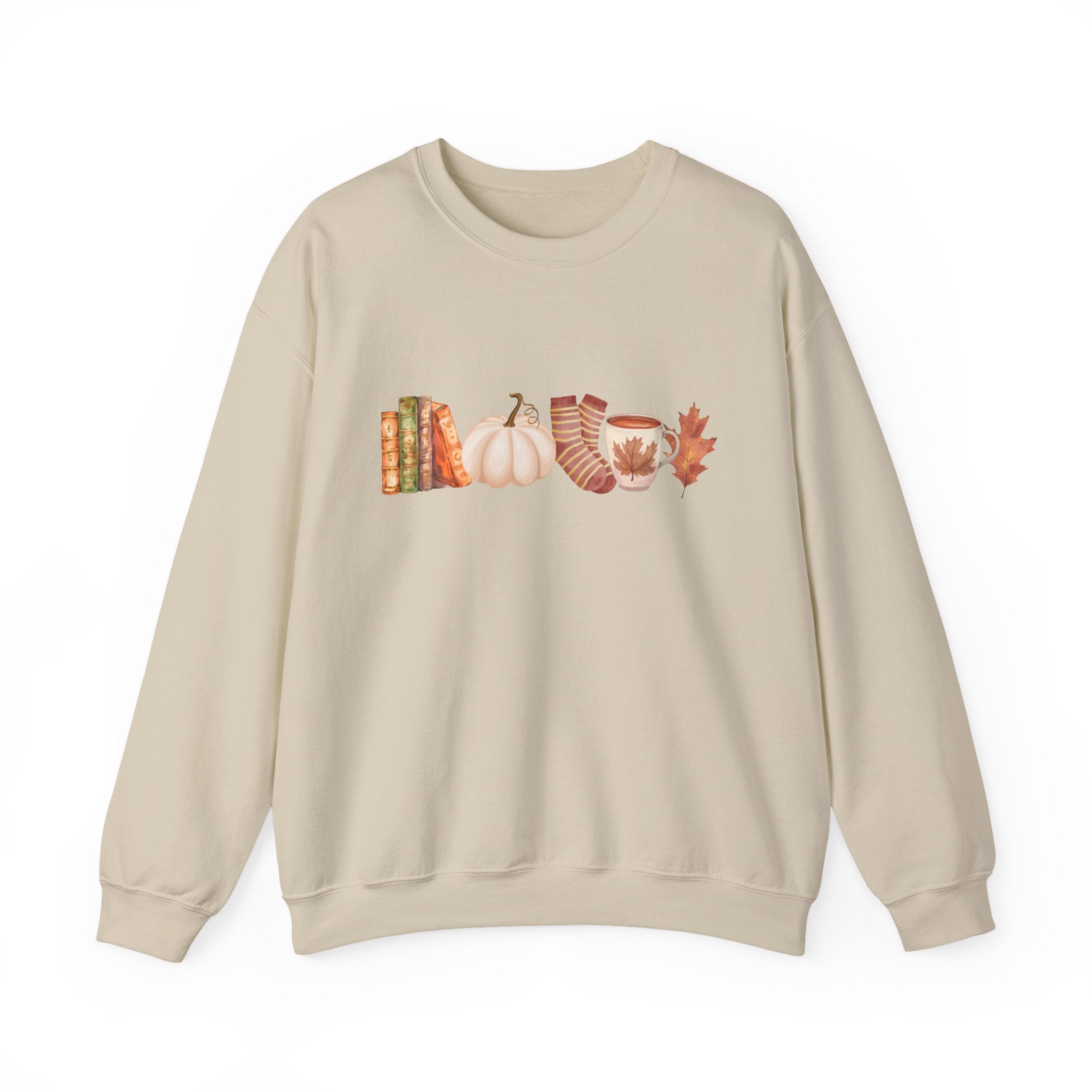 Fall Icons Sweatshirt, Cozy Autumn Crewneck, Pumpkin Coffee Sweatshirt, Fall Books Pullover, Cottagecore Fall Clothing