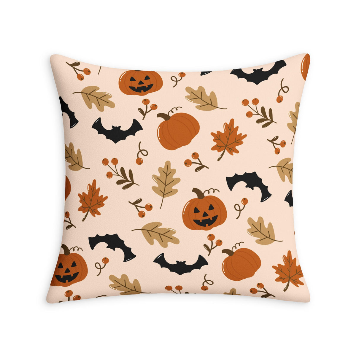 Halloween Pumpkin & Bat Throw Pillow Case — Autumn Leaves Decorative Cushion Cover
