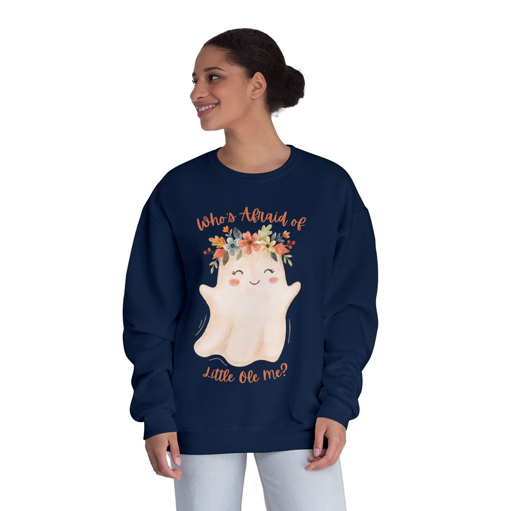 Who’s Afraid of a Little Ole Me Shirt, Cute Ghost Halloween Sweatshirt, Fall Halloween Graphic Sweatshirt, Women’s Spooky Shirt