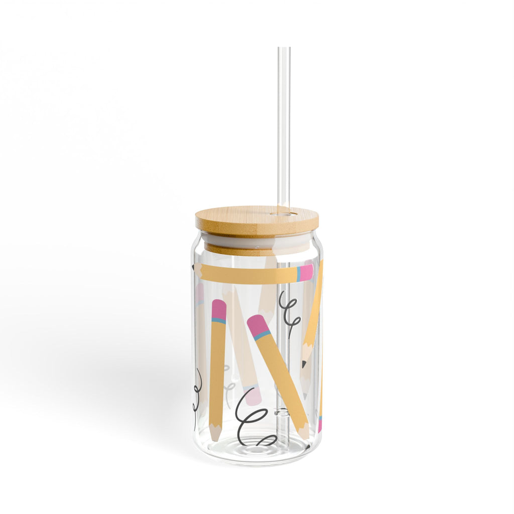 Cute Pencil Glass Tumbler | Teacher Gift | School Tumbler | Student Gift | Back to School Drink-ware Glass, 16oz