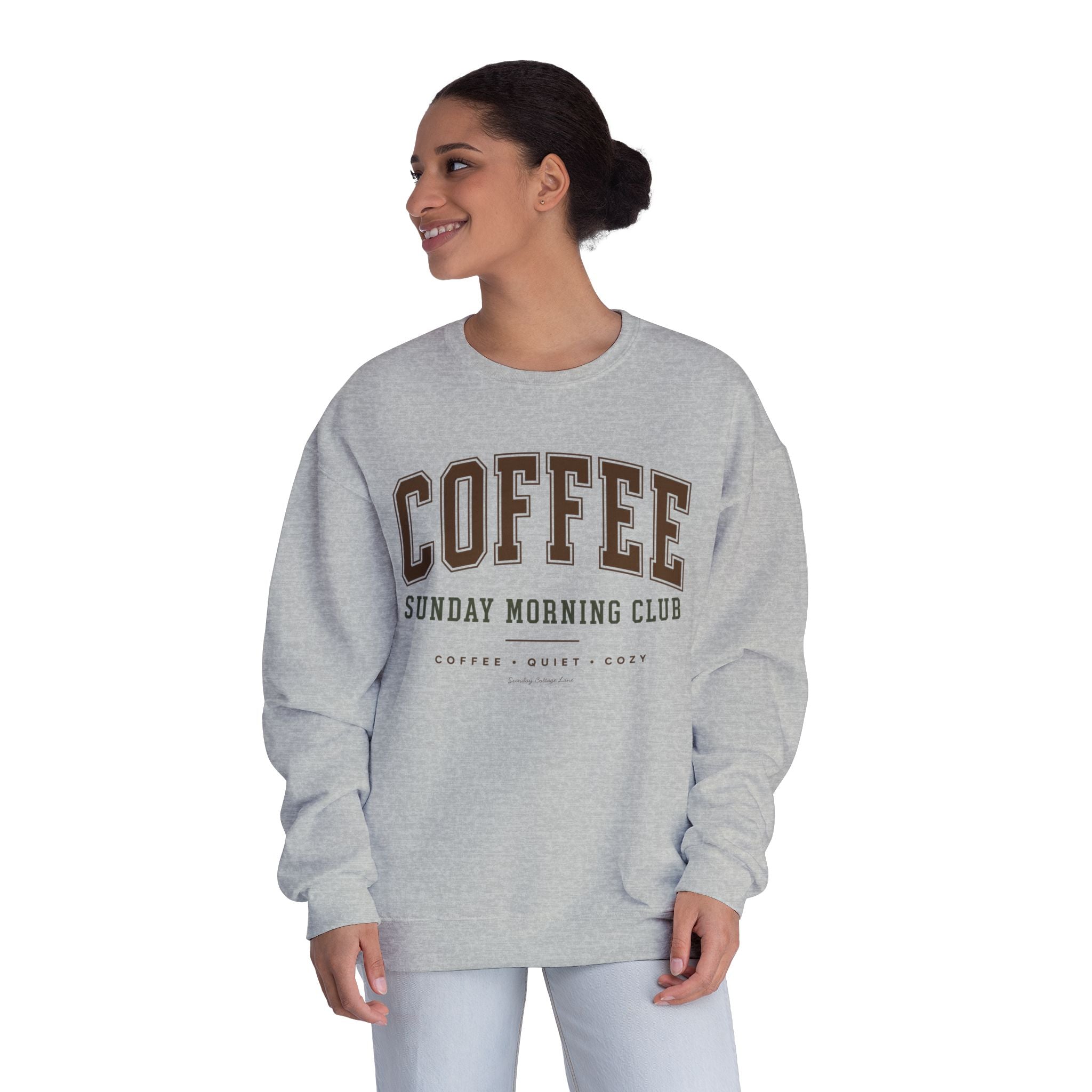 Sunday Morning Club Shirt, Coffee & Quiet Cozy Sweatshirt, Women’s Coffee Graphic Shirt, Cozy Weekend Shirt