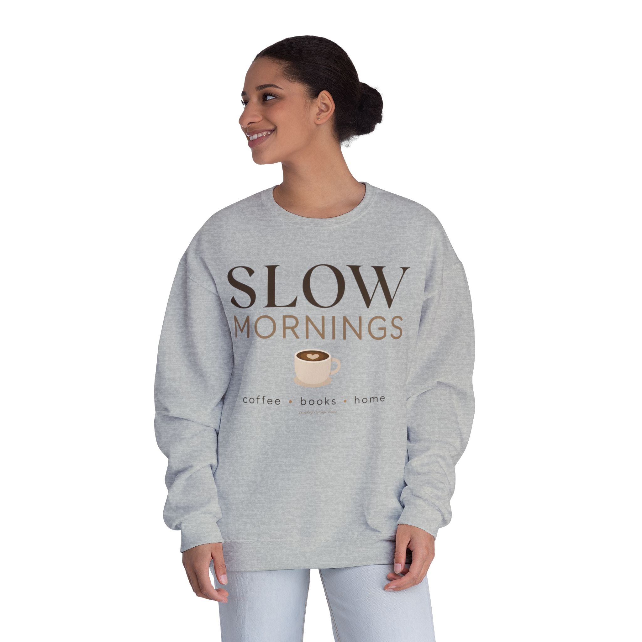 Slow Mornings Shirt, Coffee Books Home Sweatshirt, Cozy Morning Shirt, Women’s Book Lover Shirt