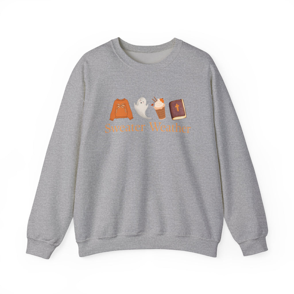 Sweater Weather Sweatshirt, Fall Ghost Sweatshirt, Cozy Autumn Crewneck, Cute Halloween Pullover, Fall Gift