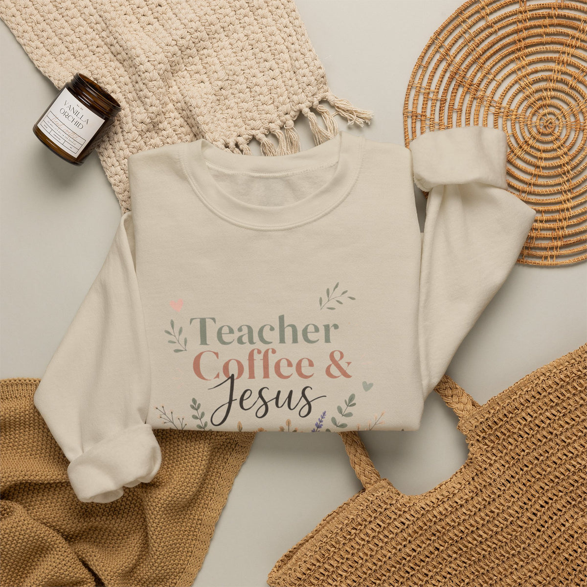 Teacher Sweatshirt, Teacher Coffee Jesus Crewneck, Christian Teacher Gift, Teacher Appreciation Shirt