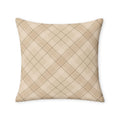 Beige Quilted Plaid Throw Pillow Case — Neutral Farmhouse Decorative Cover