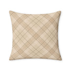 Beige Quilted Plaid Throw Pillow Case — Neutral Farmhouse Decorative Cover