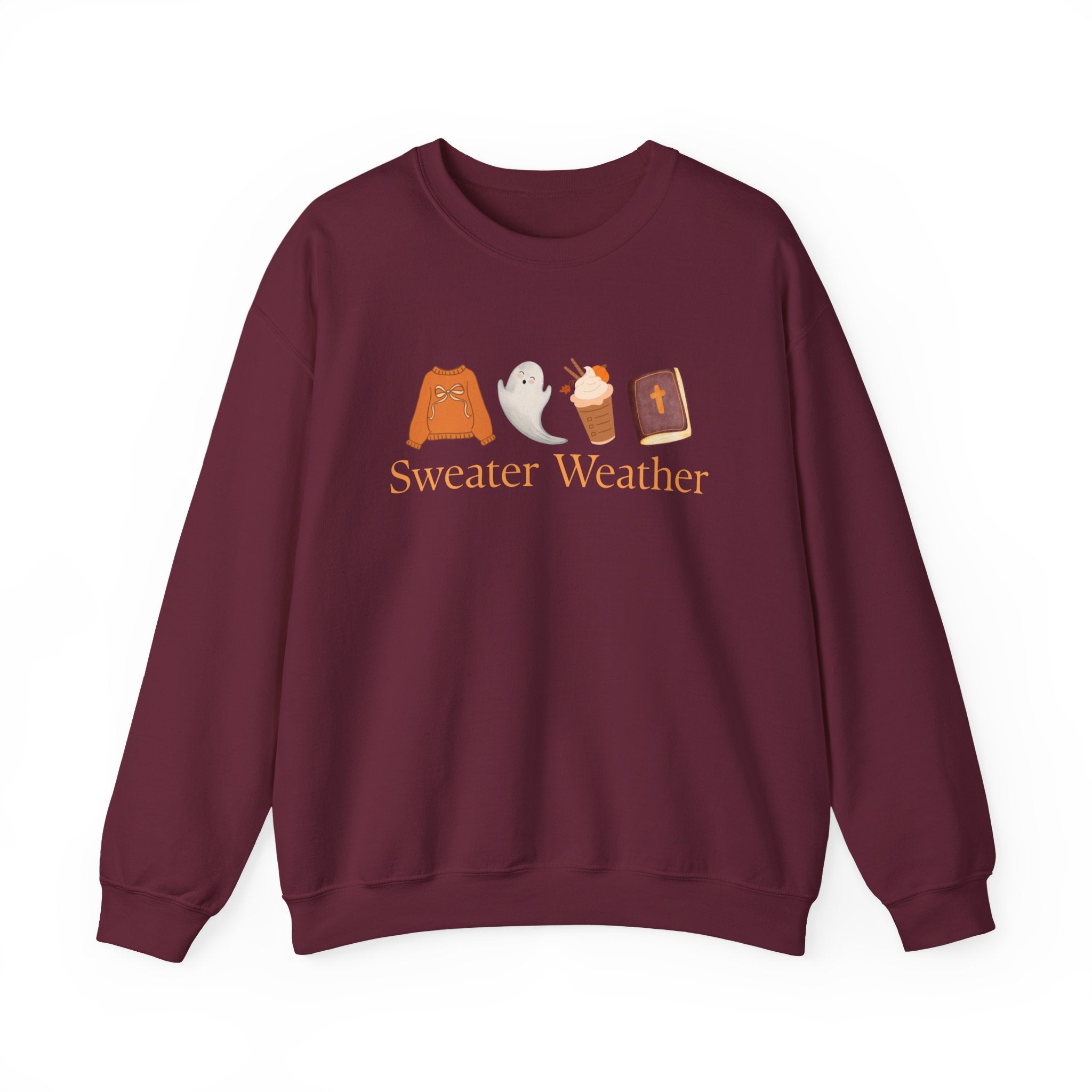 Sweater Weather Sweatshirt, Fall Ghost Sweatshirt, Cozy Autumn Crewneck, Cute Halloween Pullover, Fall Gift