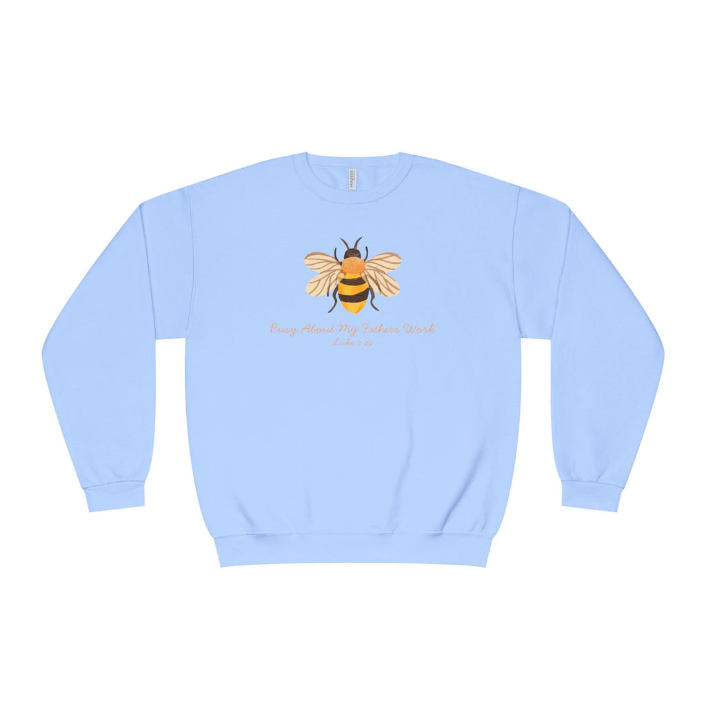 Busy About My Father’s Work Shirt, Christian Bee Sweatshirt, Luke 2:49 Faith Shirt, Christian Women’s Sweatshirt