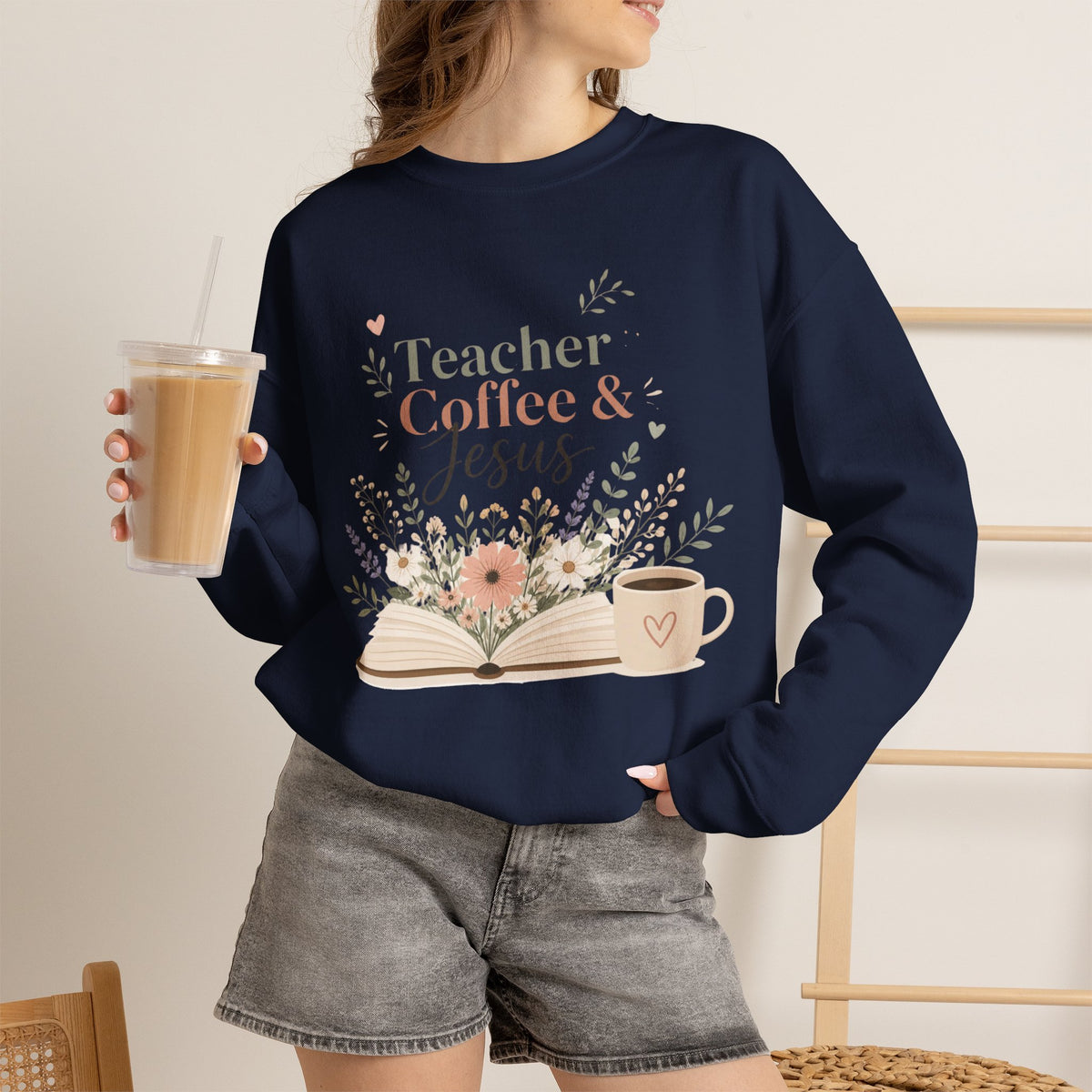 Teacher Sweatshirt, Teacher Coffee Jesus Crewneck, Christian Teacher Gift, Teacher Appreciation Shirt