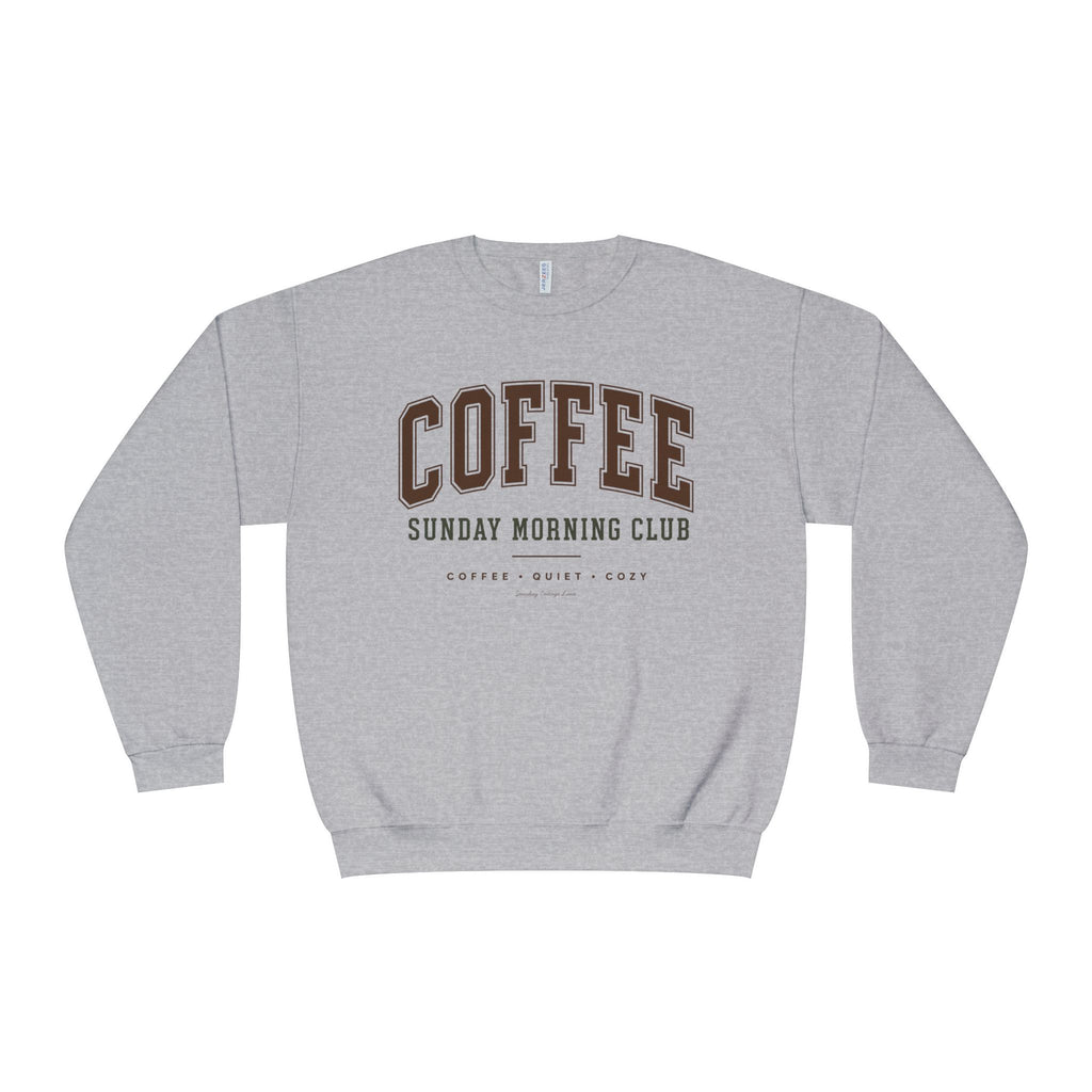 Sunday Morning Club Shirt, Coffee & Quiet Cozy Sweatshirt, Women’s Coffee Graphic Shirt, Cozy Weekend Shirt