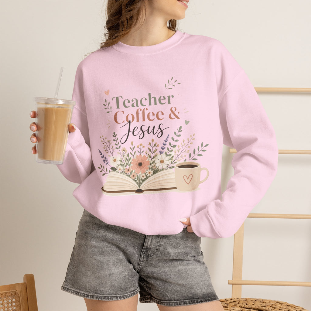 Teacher Sweatshirt, Teacher Coffee Jesus Crewneck, Christian Teacher Gift, Teacher Appreciation Shirt