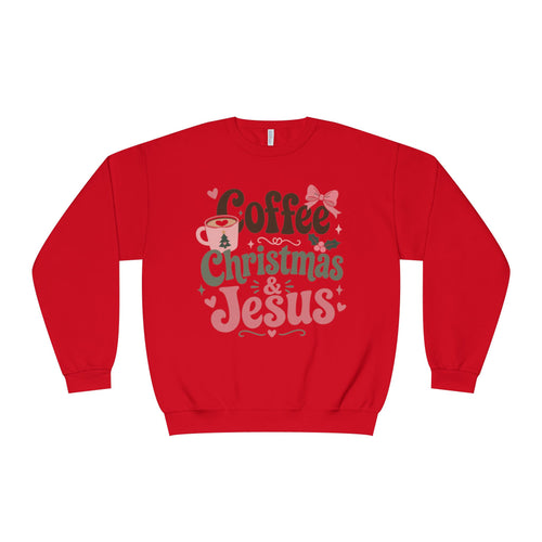 Coffee, Christmas & Jesus Sweatshirt | Christmas Sweatshirt | Christian Christmas Sweatshirt | Cozy Holiday Pullover