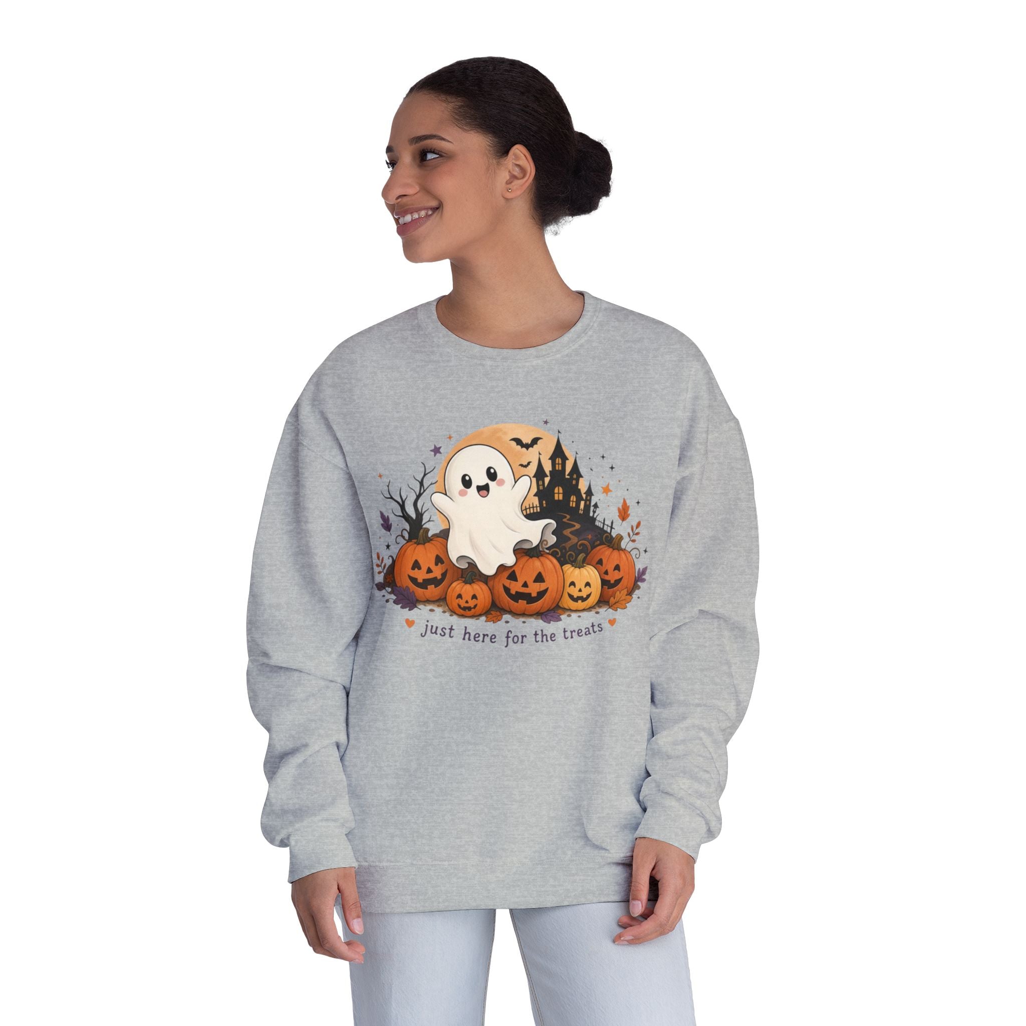 Just Here for the Treats Sweatshirt, Halloween Ghost Sweatshirt, Cute Halloween Shirt, Pumpkin Sweatshirt, Spooky Season Gift