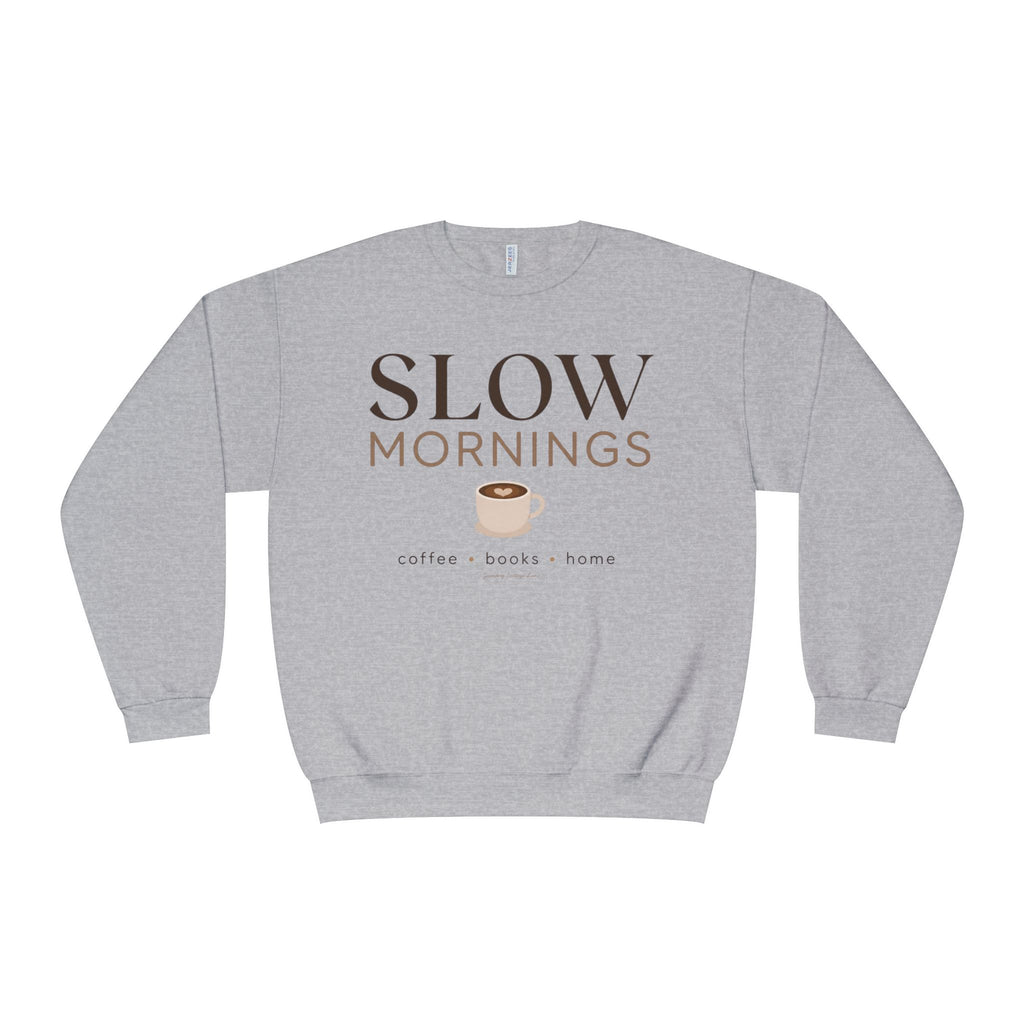 Slow Mornings Shirt, Coffee Books Home Sweatshirt, Cozy Morning Shirt, Women’s Book Lover Shirt