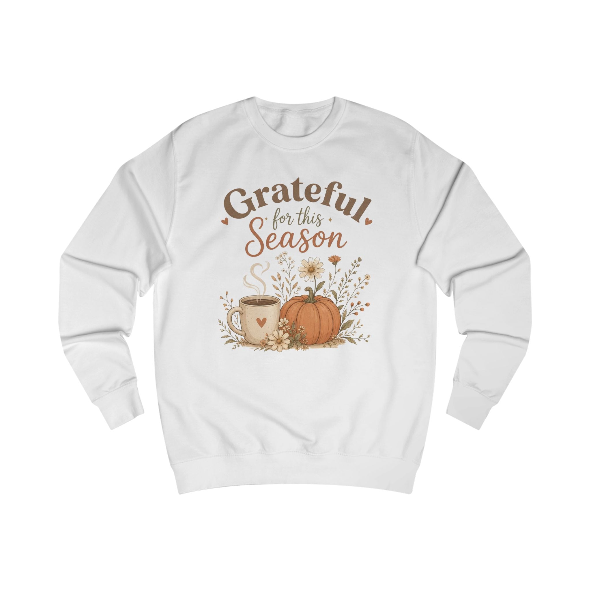 Grateful for This Season Sweatshirt, Fall Floral Shirt, Pumpkin Coffee Sweatshirt, Cozy Autumn Pullover, Thankful Season Shirt