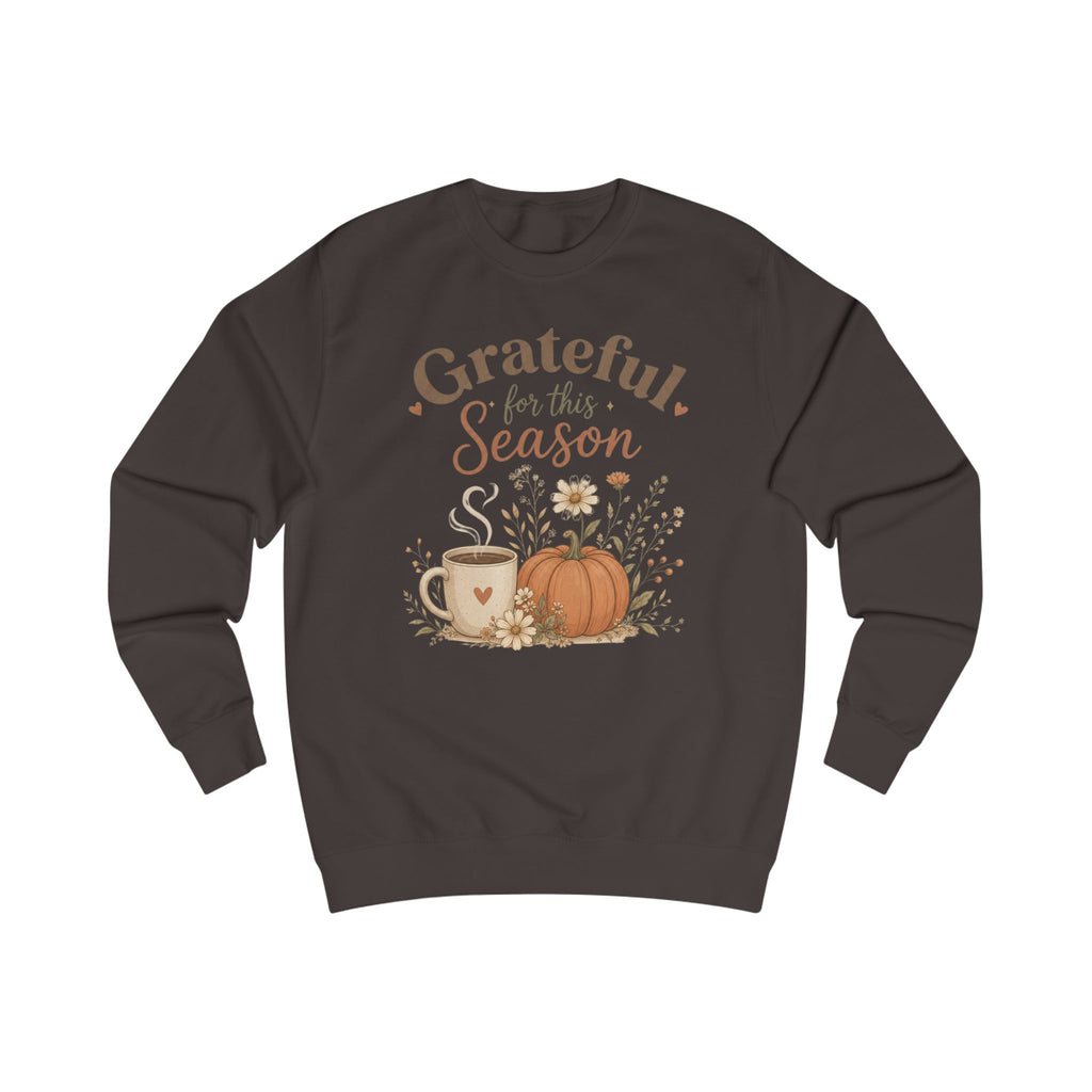 Grateful for This Season Sweatshirt, Fall Floral Shirt, Pumpkin Coffee Sweatshirt, Cozy Autumn Pullover, Thankful Season Shirt
