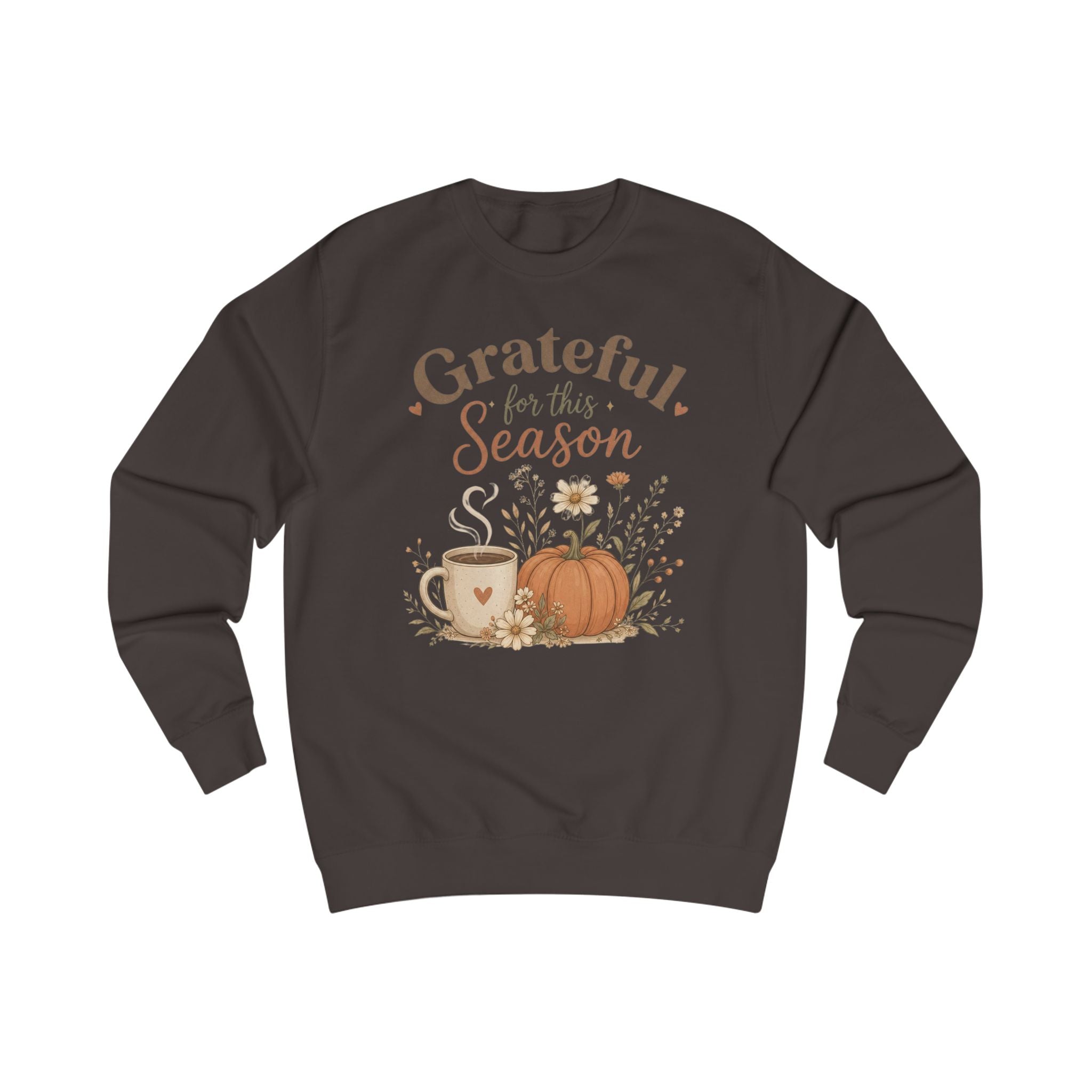 Grateful for This Season Sweatshirt, Fall Floral Shirt, Pumpkin Coffee Sweatshirt, Cozy Autumn Pullover, Thankful Season Shirt