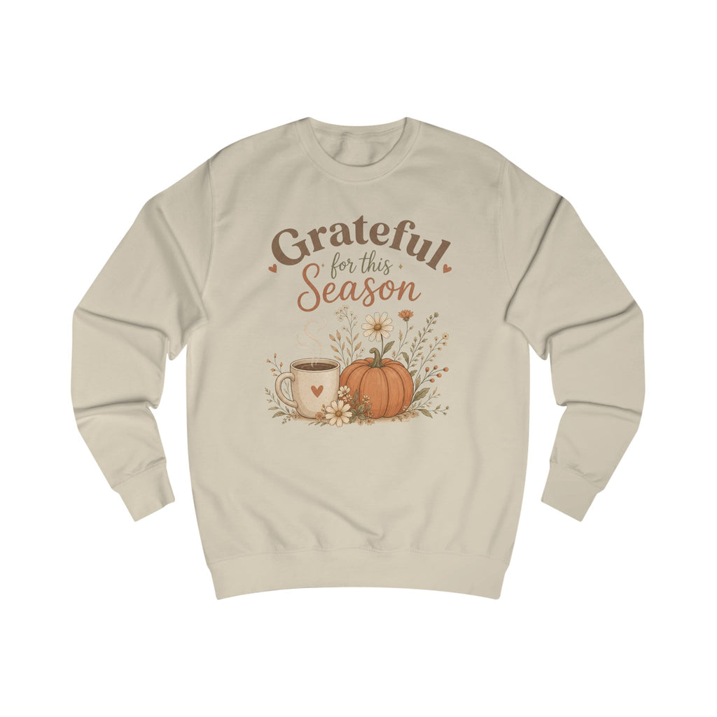 Grateful for This Season Sweatshirt, Fall Floral Shirt, Pumpkin Coffee Sweatshirt, Cozy Autumn Pullover, Thankful Season Shirt