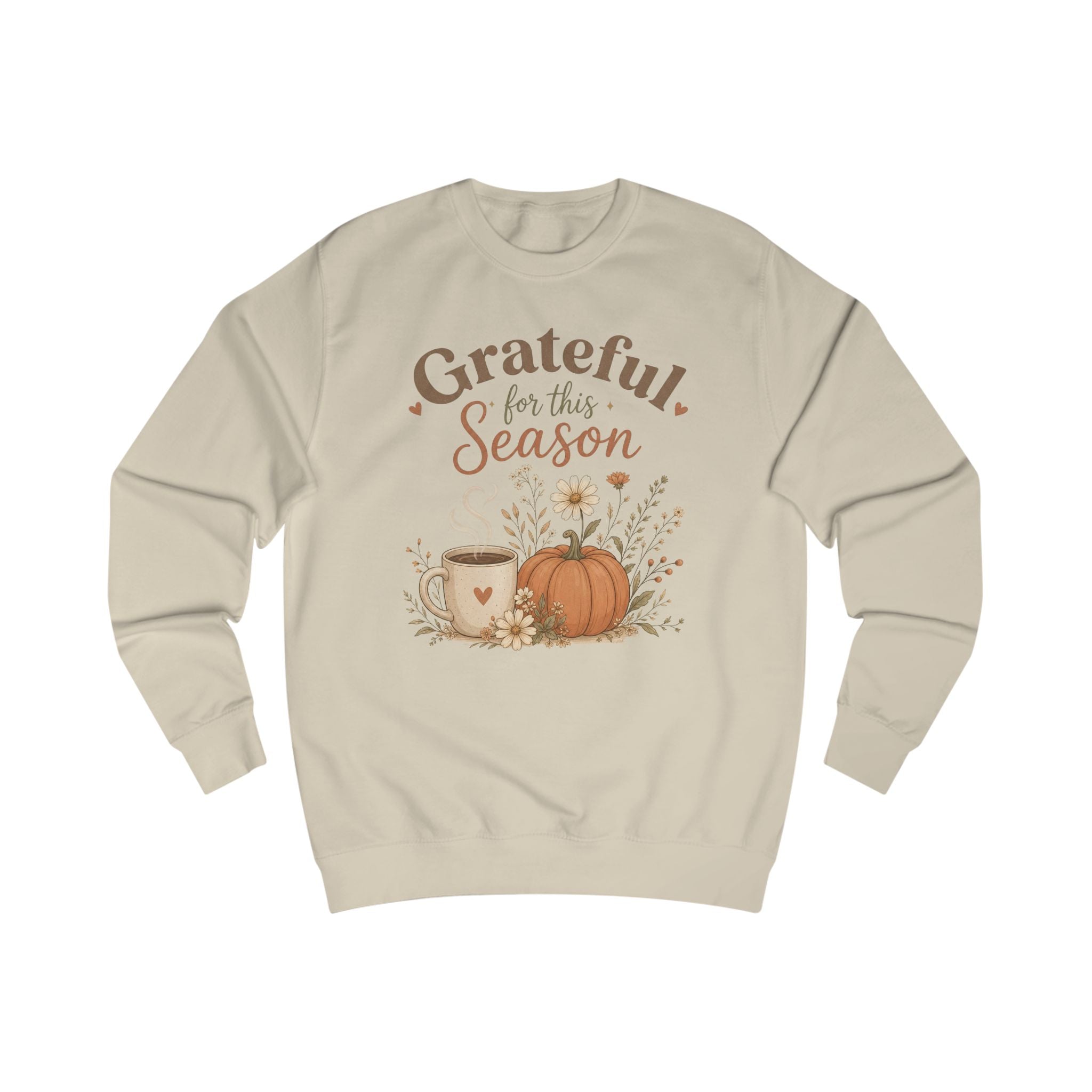 Grateful for This Season Sweatshirt, Fall Floral Shirt, Pumpkin Coffee Sweatshirt, Cozy Autumn Pullover, Thankful Season Shirt