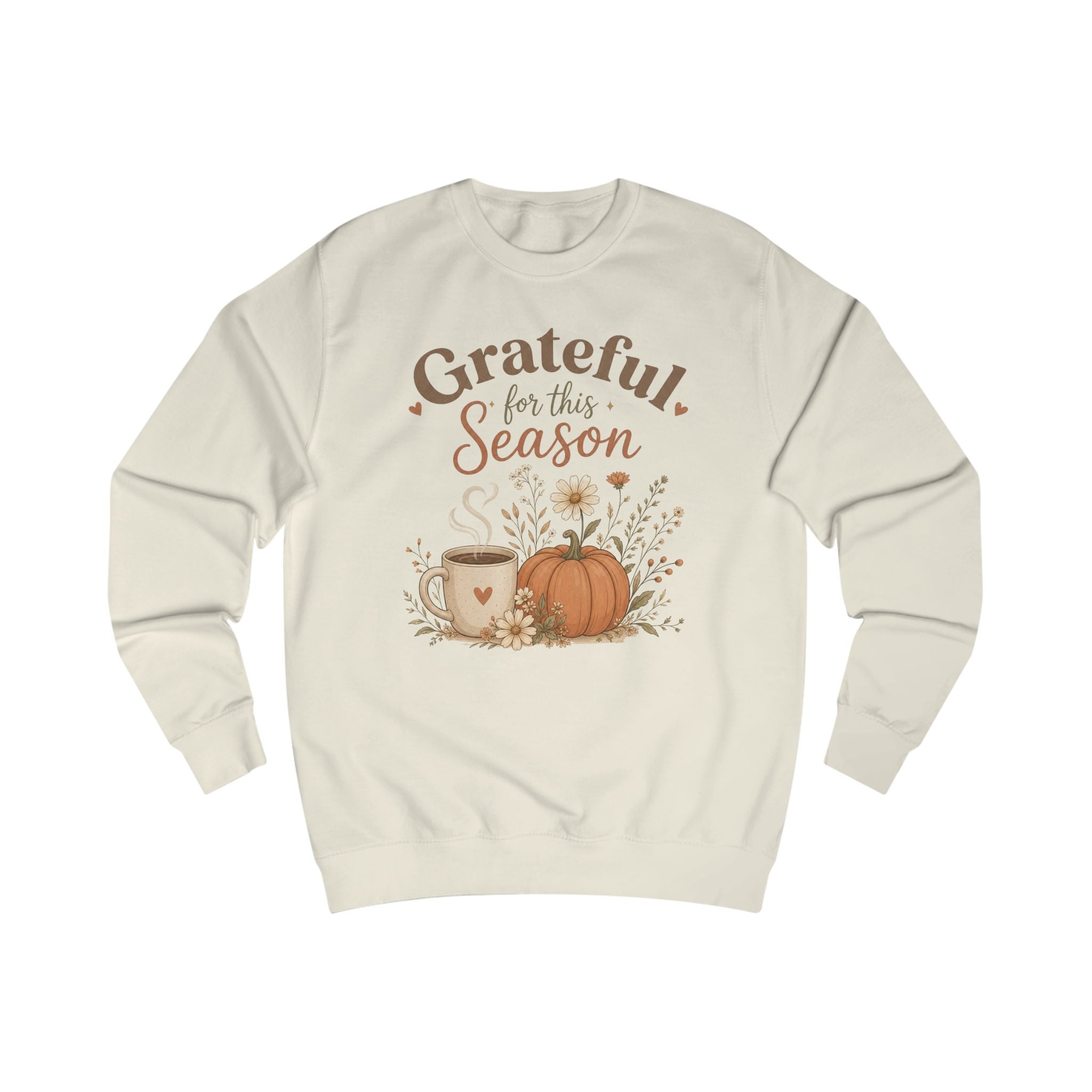 Grateful for This Season Sweatshirt, Fall Floral Shirt, Pumpkin Coffee Sweatshirt, Cozy Autumn Pullover, Thankful Season Shirt