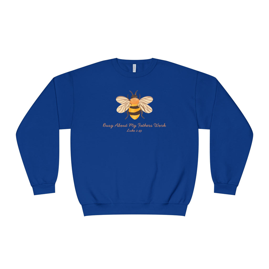Busy About My Father’s Work Shirt, Christian Bee Sweatshirt, Luke 2:49 Faith Shirt, Christian Women’s Sweatshirt