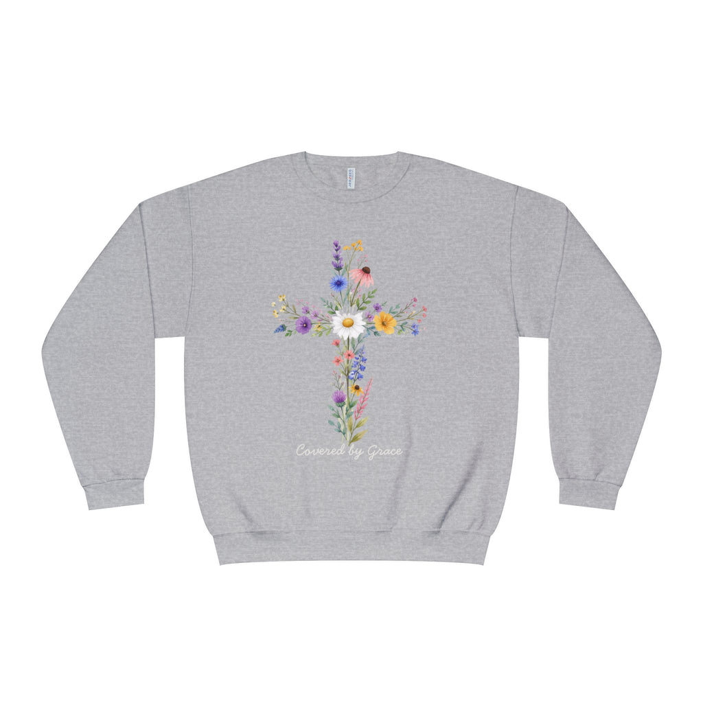 Covered by Grace Shirt, Christian Floral Shirt, Faith Based Shirt, Christian Women’s Gift, Cross Shirt, Inspirational Christian Shirt