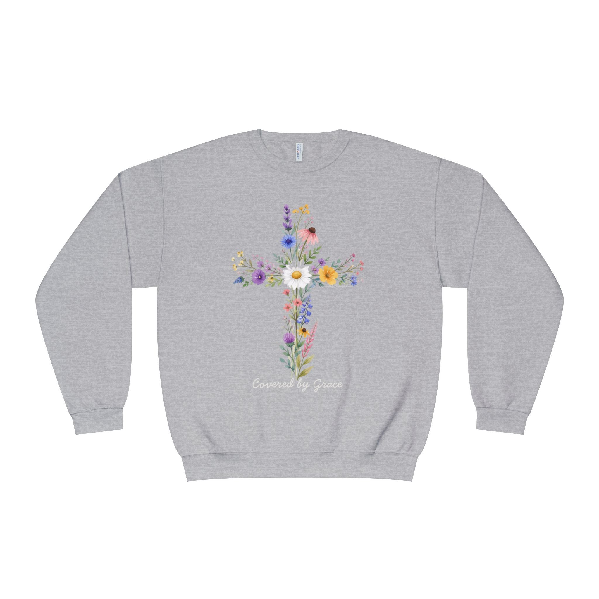 Covered by Grace Shirt, Christian Floral Shirt, Faith Based Shirt, Christian Women’s Gift, Cross Shirt, Inspirational Christian Shirt