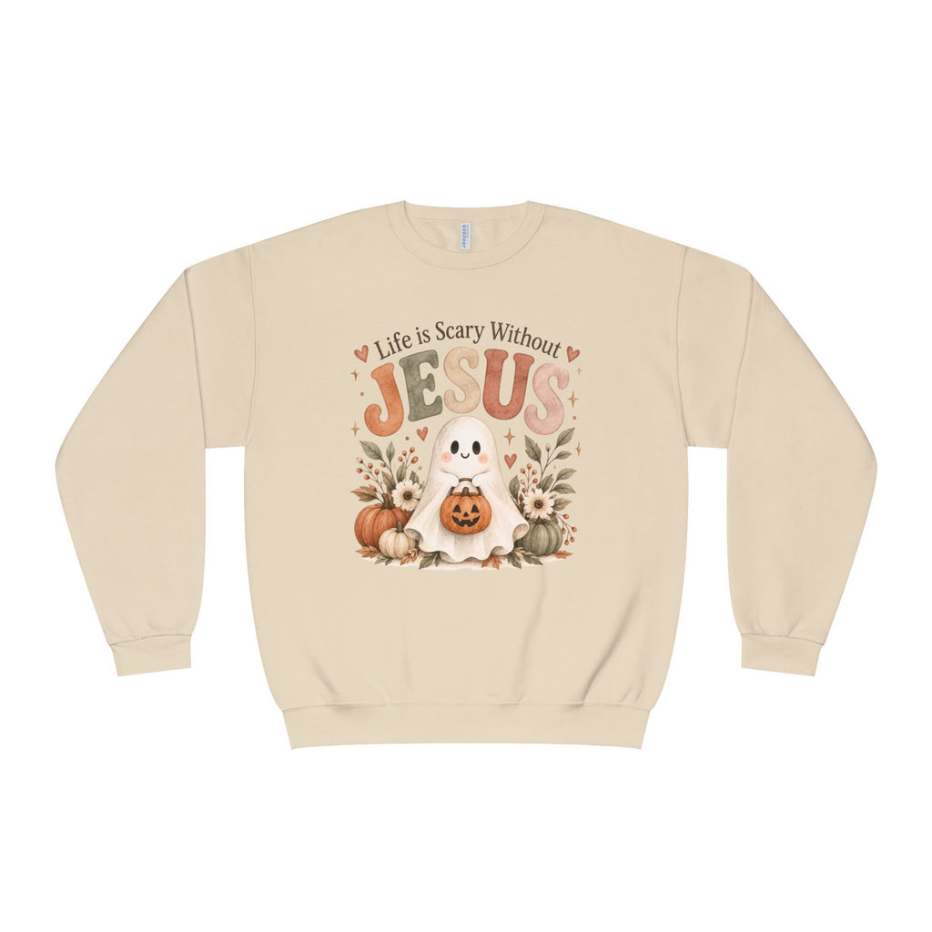 Christian Halloween Sweatshirt, Life Without Jesus Is Scary, Halloween Crewneck, Faith Based Fall Shirt
