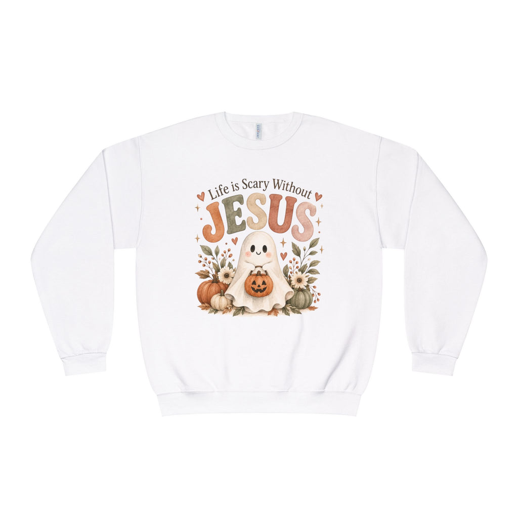 Christian Halloween Sweatshirt, Life Without Jesus Is Scary, Halloween Crewneck, Faith Based Fall Shirt