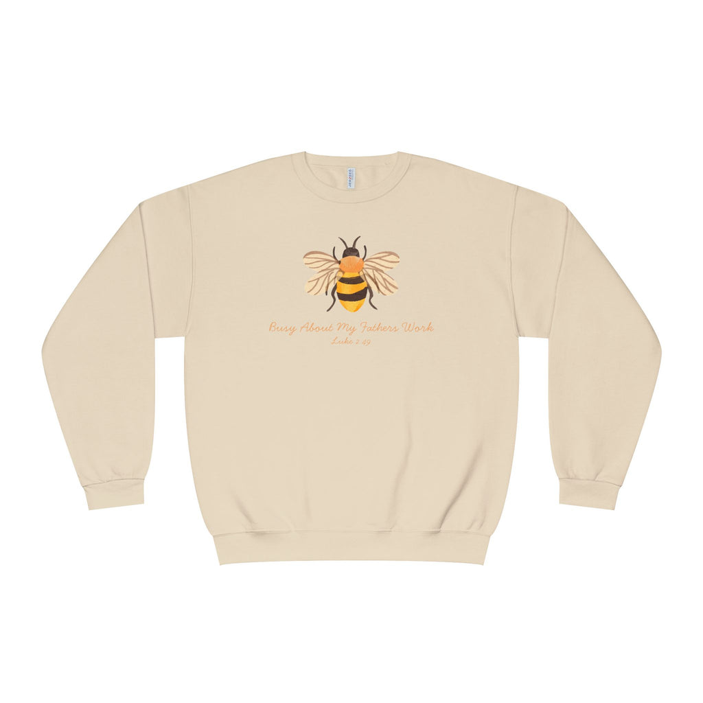 Busy About My Father’s Work Shirt, Christian Bee Sweatshirt, Luke 2:49 Faith Shirt, Christian Women’s Sweatshirt