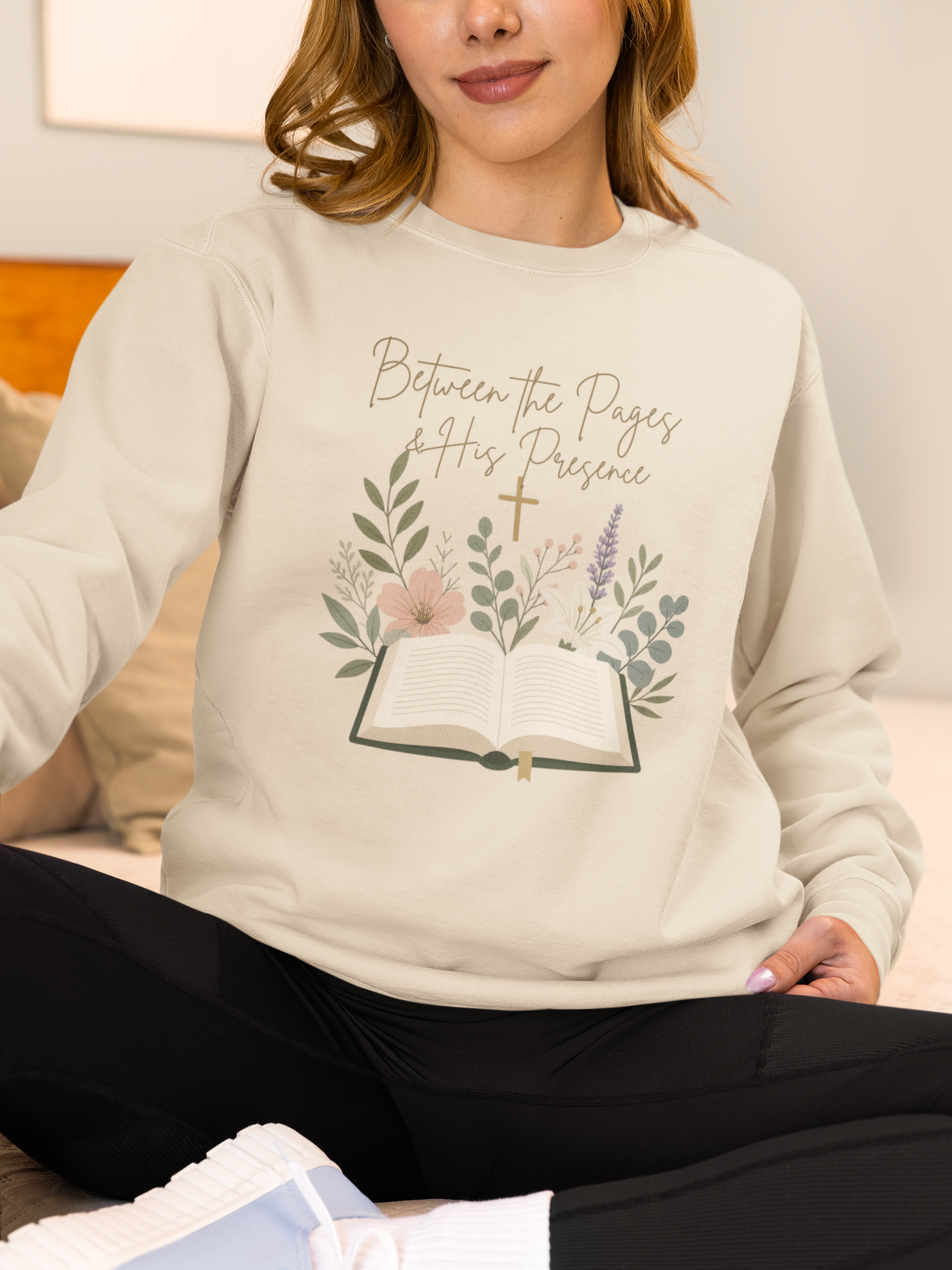 Between the Pages & His Presence Shirt, Christian Book Lover Sweatshirt, Bible Study Shirt, Faith Shirt for Women