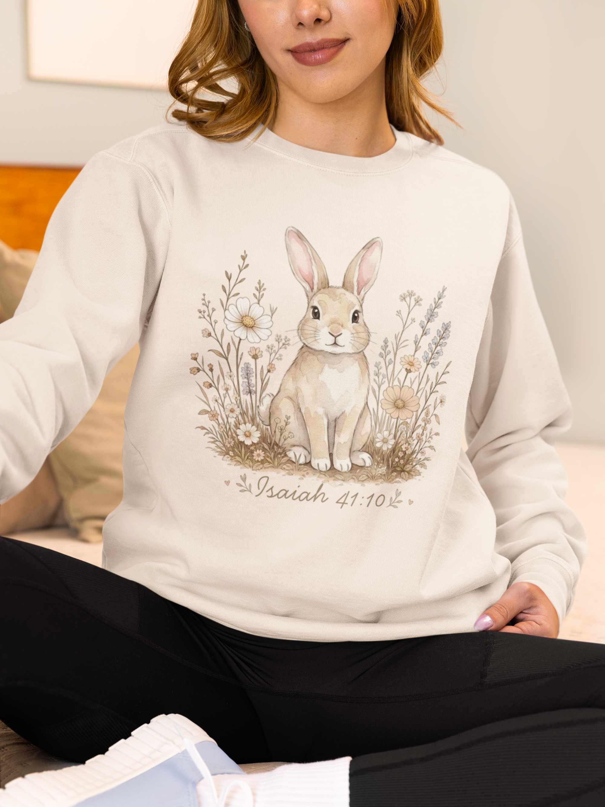 Isaiah 41:10 Bunny Shirt, Christian Sweatshirt, Faith Shirt, Bible Verse Crewneck, Christian Animal Shirt, Fall Floral Gift