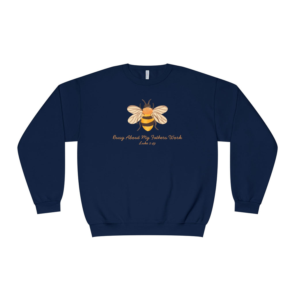 Busy About My Father’s Work Shirt, Christian Bee Sweatshirt, Luke 2:49 Faith Shirt, Christian Women’s Sweatshirt