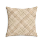 Beige Quilted Plaid Throw Pillow Case — Neutral Farmhouse Decorative Cover