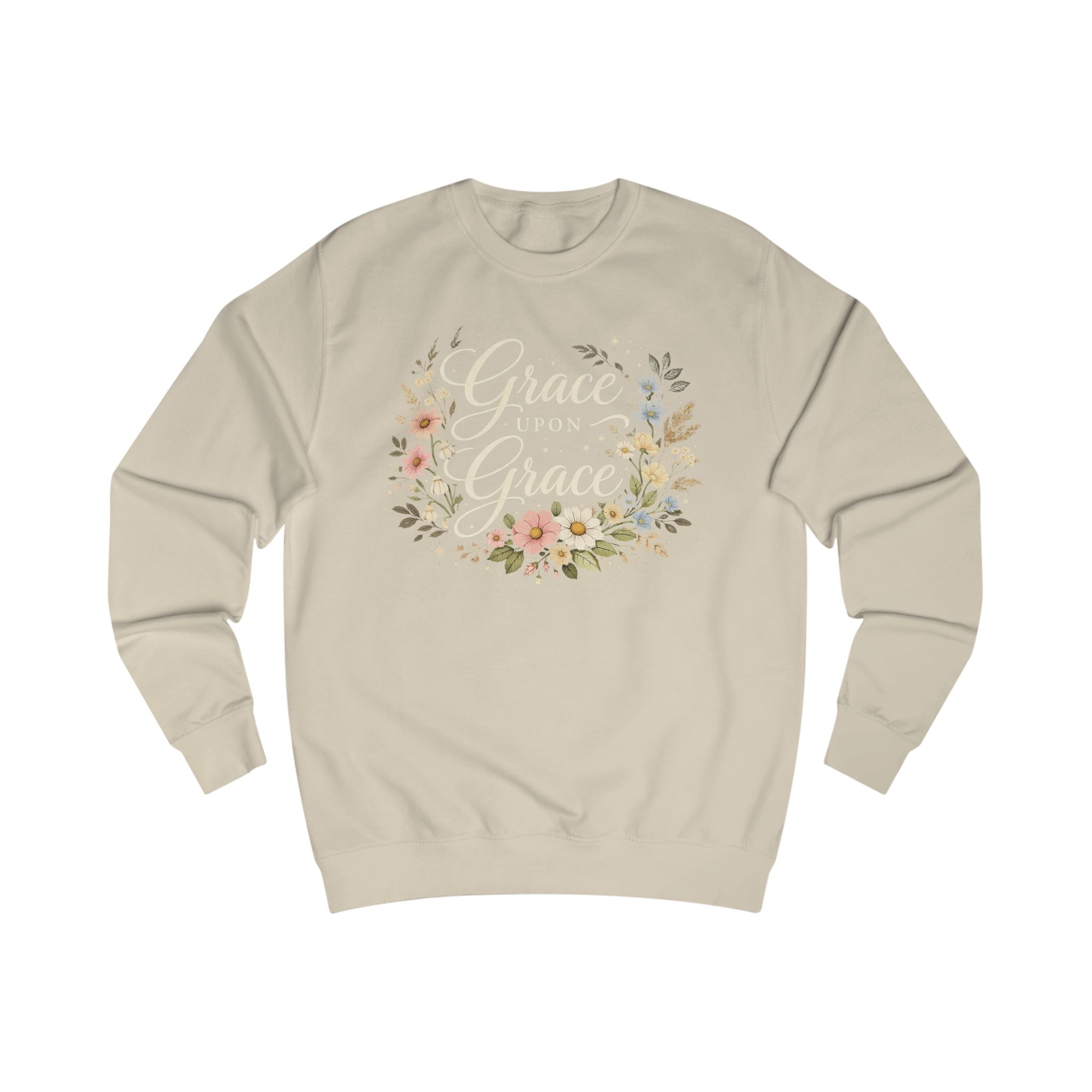 Grace Upon Grace Sweatshirt, Christian Faith Shirt, Grace Shirt, Floral Christian Crewneck, Bible Verse Inspired Gift, Faith Pullover