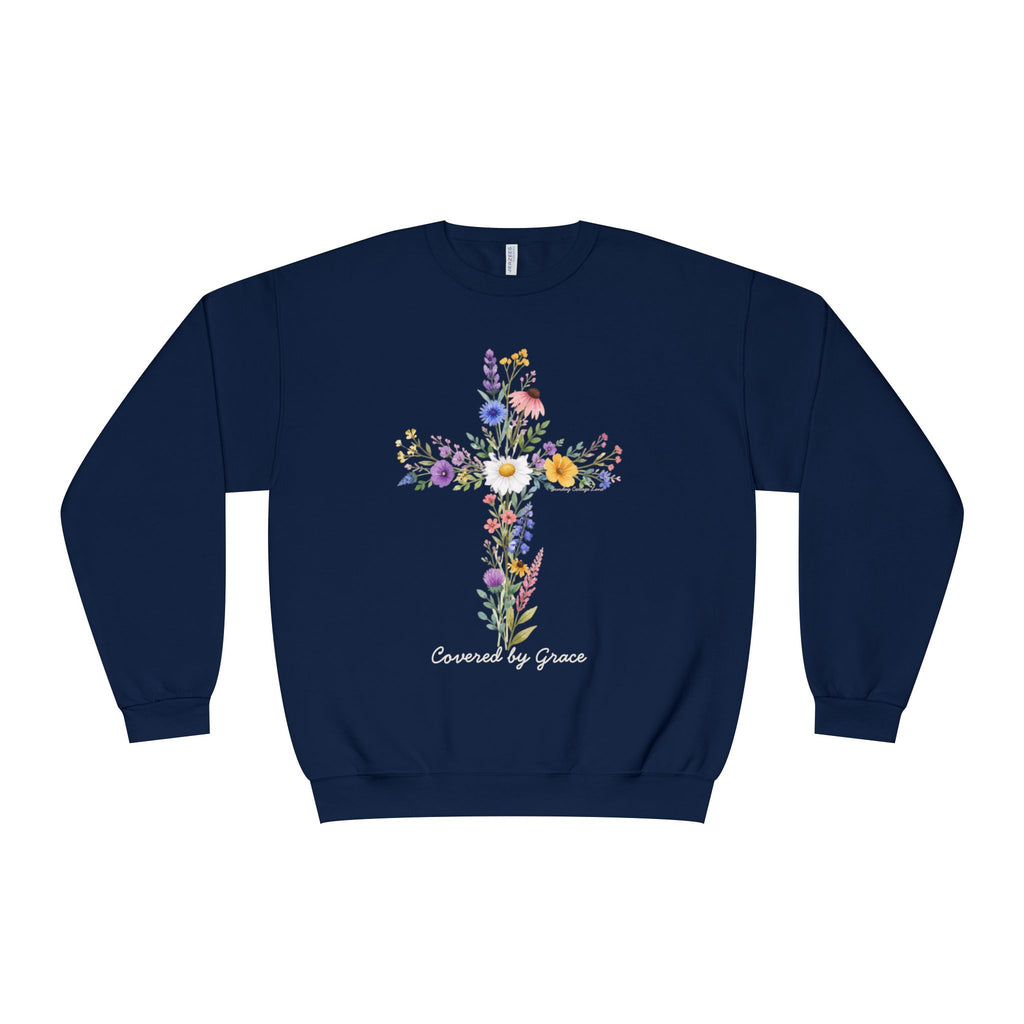 Covered by Grace Shirt, Christian Floral Shirt, Faith Based Shirt, Christian Women’s Gift, Cross Shirt, Inspirational Christian Shirt